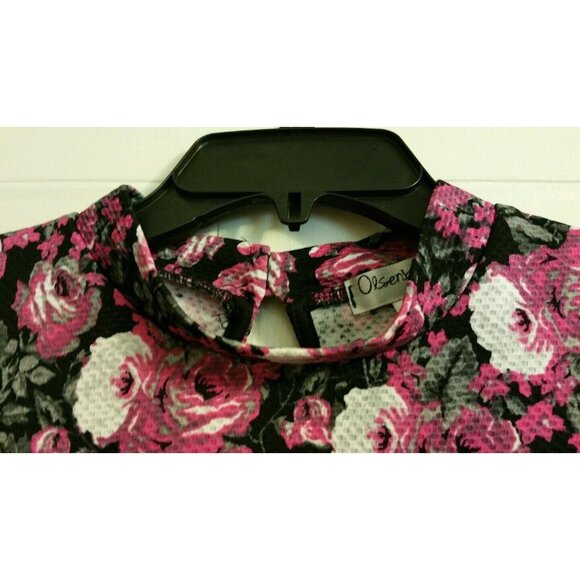 New Womens Olsenboye Black Pink Mock Collar Crop Top Shirt Size XL juniors - Picture 3 of 7